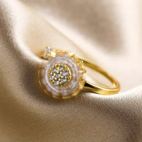 Drehbarer Sonnenblumen-Ring® | Vergoldet + Geschenkbox
