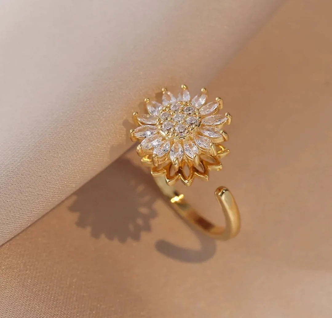 Drehbarer Sonnenblumen-Ring® | Vergoldet + Geschenkbox